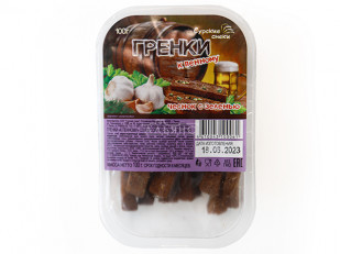 Мясо (АЛЬЯНС) вяленое курица с халапеньо (50 гр): Сурские гренки Чеснок с зеленью (100 гр)